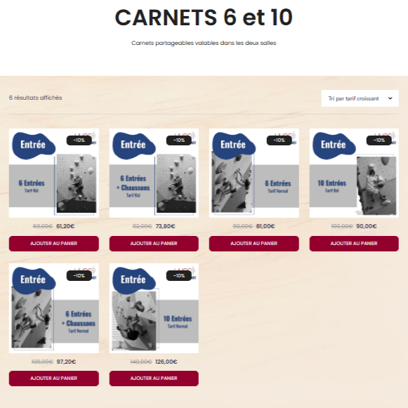 Carnets Entrées -10%